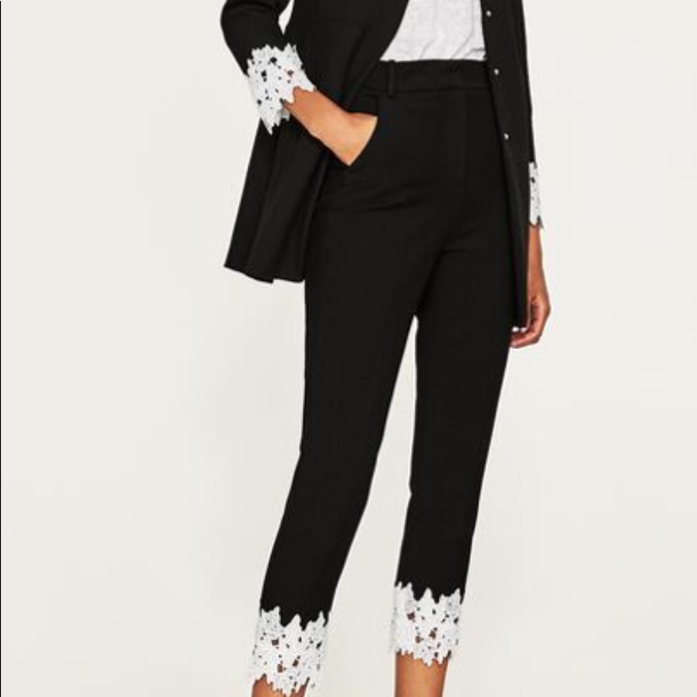 SZ XS Zara lace trimmed Zara black NWT - Picture 2 of 9